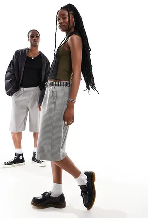 COLLUSION Unisex - Pantaloncini sartoriali taglio lungo a quadri