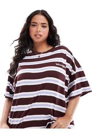 Wrangler T-shirt girlfriend a righe con logo piccolo
