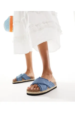 ASOS Jessie - Sandali espadrilles flatform con fascette incrociate in denim