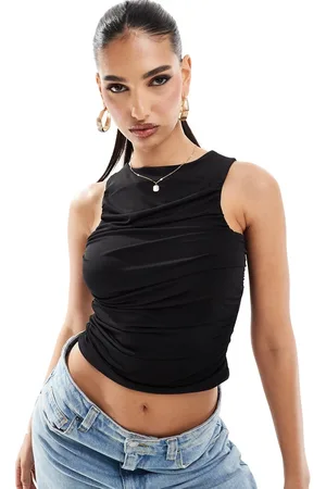 ASOS Top senza maniche attillato drappeggiato sul davanti