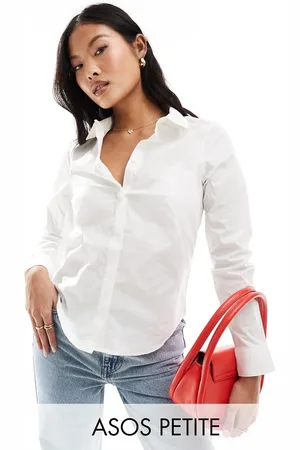 ASOS Petite - Camicia aderente a maniche lunghe bianca