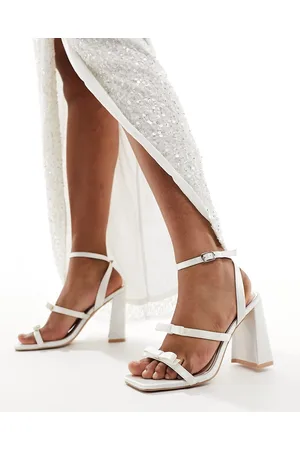 Be Mine Angelin - Sandali con tacco largo da sposa color avorio con fiocchi