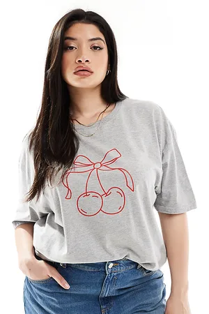 In The Style T-shirt grigia con motivo con fiocco con ciliegie