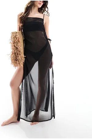ASOS Sarah - Vestito da mare lungo trasparente con scollo squadrato