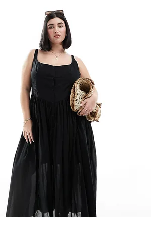 ASOS ASOS DESIGN Curve - Prendisole midi in voile stile picnic