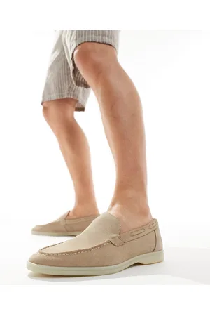 Schuh Philip - Mocassini scamosciati color pietra con suola a contrasto