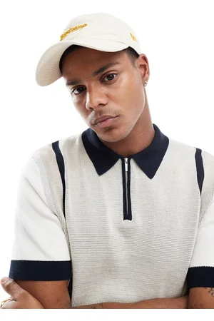 SELECTED Polo in maglia beige color block con zip