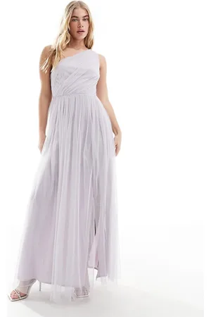 ANAYA Vestito lungo da damigella monospalla in tulle lilla
