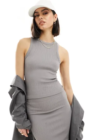 ASOS Canotta scuro a coste miste modellante senza cuciture in coordinato