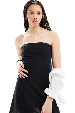 ASOS ASOS DESIGN Tall - Prendisole a fascia corto in lino