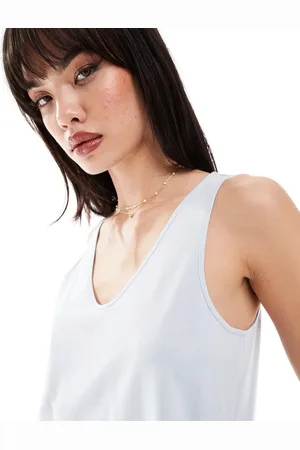 ASOS Ultimate - Canotta in cotone azzurro con scollo rotondo