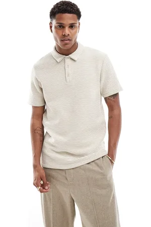 ASOS Polo testurizzata a righe beige