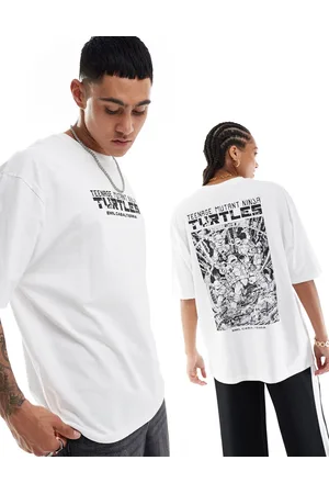 ASOS T-shirt unisex oversize bianca con stampe "Teenage Mutant Ninja Turtles" su licenza