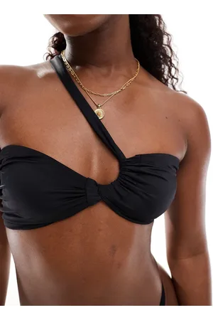 Miss Selfridge Top bikini asimmetrico arricciato