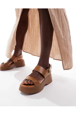 Aldo Thilda - Sandali color cognac con suola spessa e cinturino sul retro