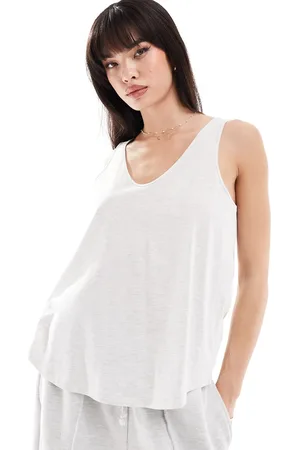 ASOS Ultimate - Canotta in cotone ghiaccio mélange con scollo rotondo