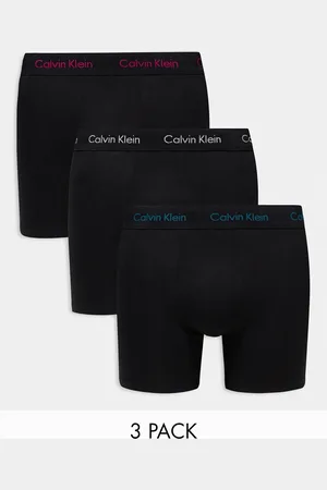 Calvin Klein Cotton Stretch - Confezione da 3 boxer neri con logo colorato