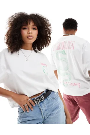 ASOS T-shirt unisex oversize bianca con grafiche della band "Nirvana" su licenza
