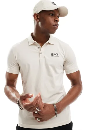 EA7 Armani - Polo in jersey beige con logo