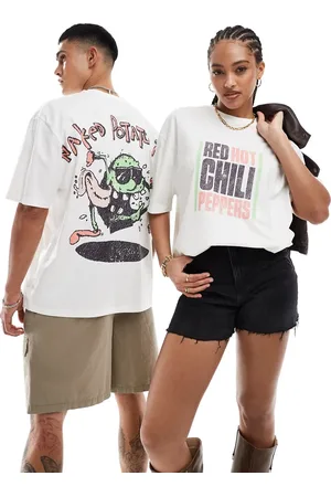 ASOS T-shirt unisex oversize sporco con grafiche della band "Red Hot Chili Peppers" su licenza