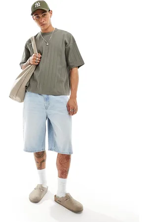 ASOS T-shirt oversize squadrata color kaki a coste testurizzata