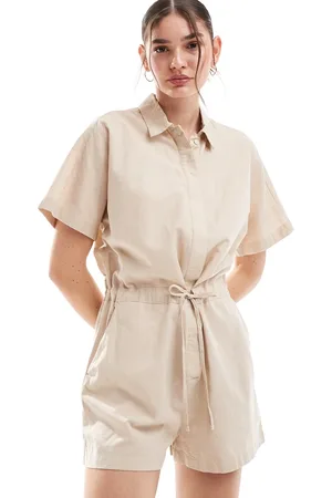 JJXX Tuta corta beige in lino