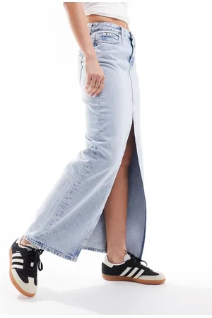 Calvin Klein Gonna lunga di jeans lavaggio chiaro