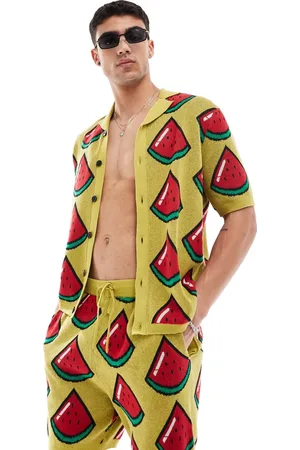 ASOS Polo in maglia melone con bottoni in coordinato