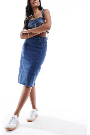 Urban Bliss Gonna al ginocchio stile Y2K lavaggio medio con cuciture e bordi grezzi