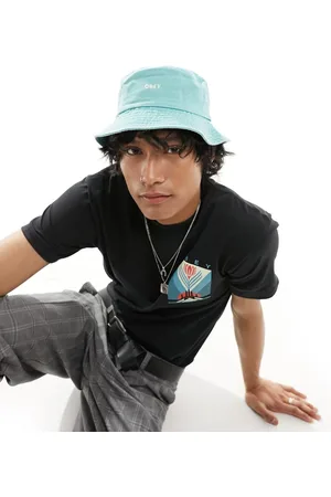 Obey Cappello da pescatore color acqua con tintura a pigmenti
