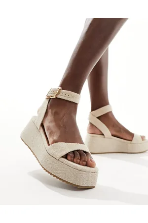 ASOS Tantoo - Sandali flatform in tessuto naturale