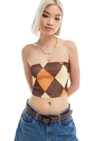 COLLUSION Top a fascia stile preppy a rombi
