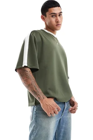 ASOS T-shirt comoda squadrata in tessuto scuba kaki