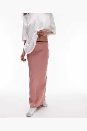 Topshop Gonna lunga in raso con elastico a contrasto