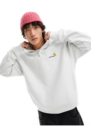 Carhartt American Script - Felpa grigia con zip corta
