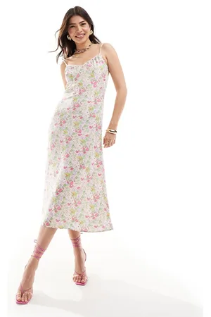 & OTHER STORIES Vestito midi a fiori con scollo a V arricciato e spalline