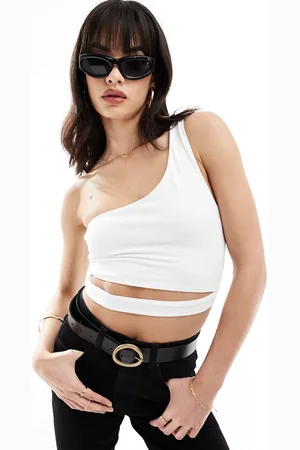 ASOS Crop top monospalla a doppio strato con cut-out in vita
