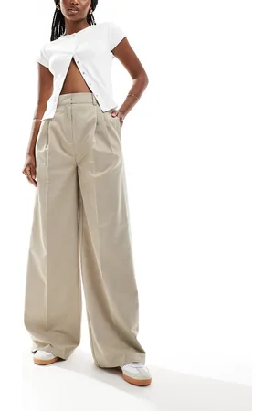 ASOS Pantaloni beige con fibbia in vita