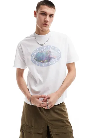 Reclaimed T-shirt oversize bianca con stampa