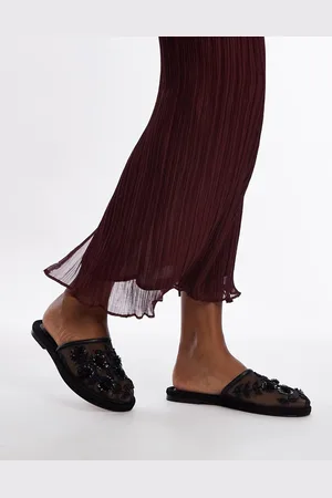Topshop Bambi - Sabot neri in rete con perline
