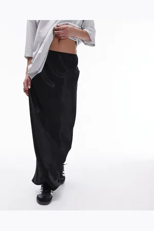 Topshop Gonna lunga nera in raso