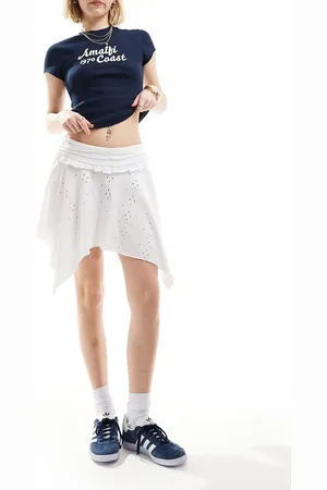 ASOS Gonna con fondo asimmetrico in pizzo bianca