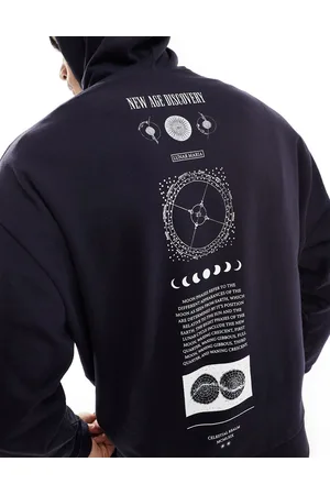 ASOS Felpa con cappuccio oversize nera con stampa