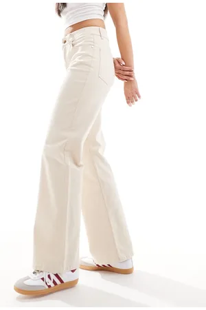 Object Jeans con fondo ampio in twill a vita medio alta color crema