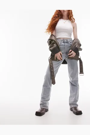 Topshop Kort - Jeans dritti lavaggio candeggiato