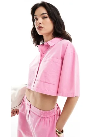 ASOS Camicia corta in misto lino slavato in coordinato