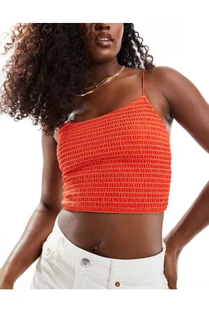 ASOS Brassière stile canottiera arricciata con spalline sottili a righe