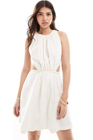 Pretty Lavish Vestito corto in cotone crema con cut-out
