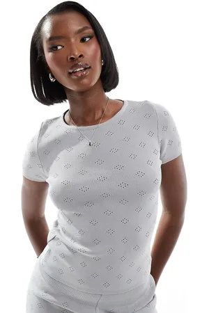 Fashionkilla Top a maniche corte traforato in coordinato