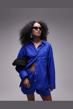 Topshop Camicia da mare in misto lino in coordinato
